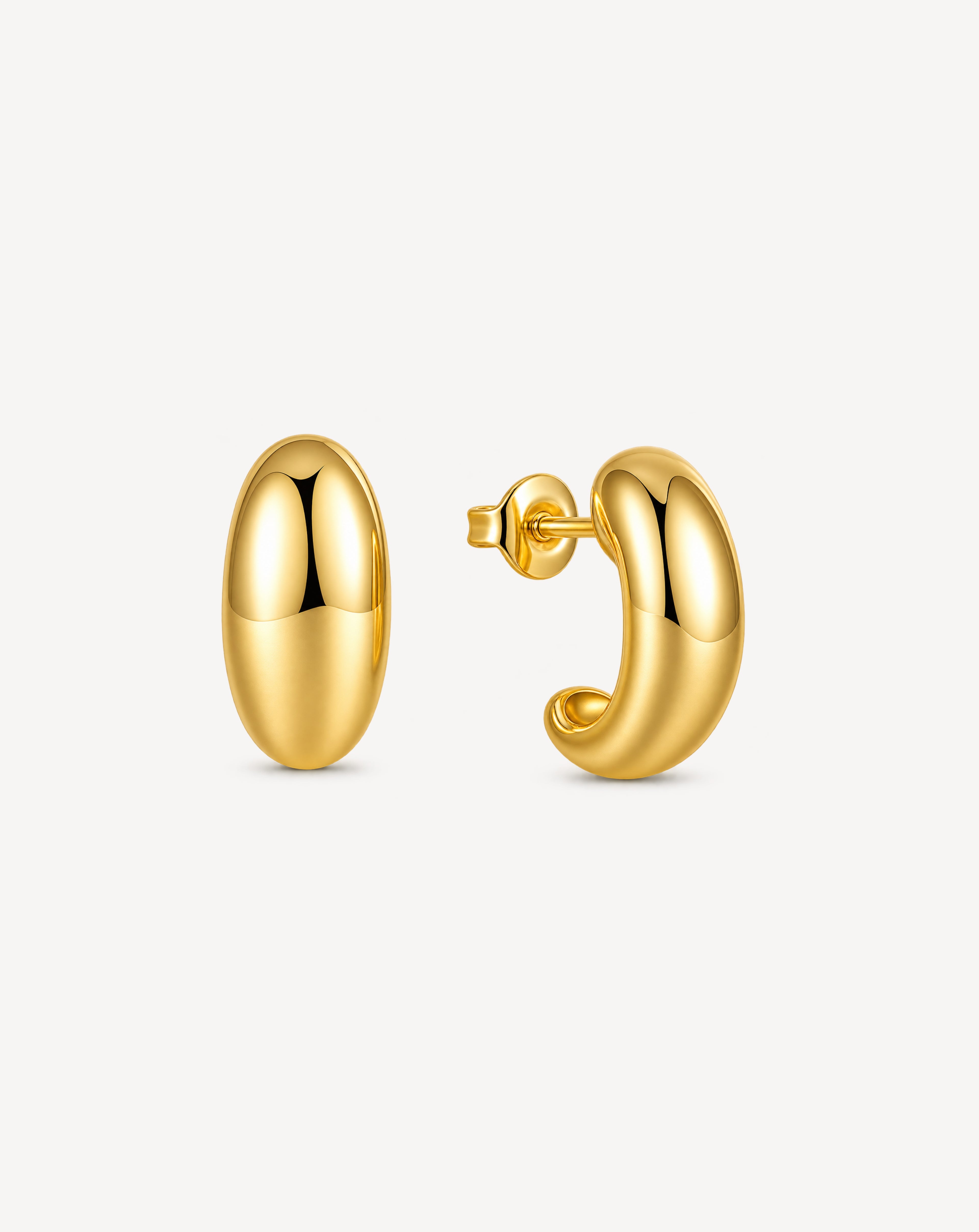 925 Sterling Silver C-Shaped Stud Earrings | Gold & Silver