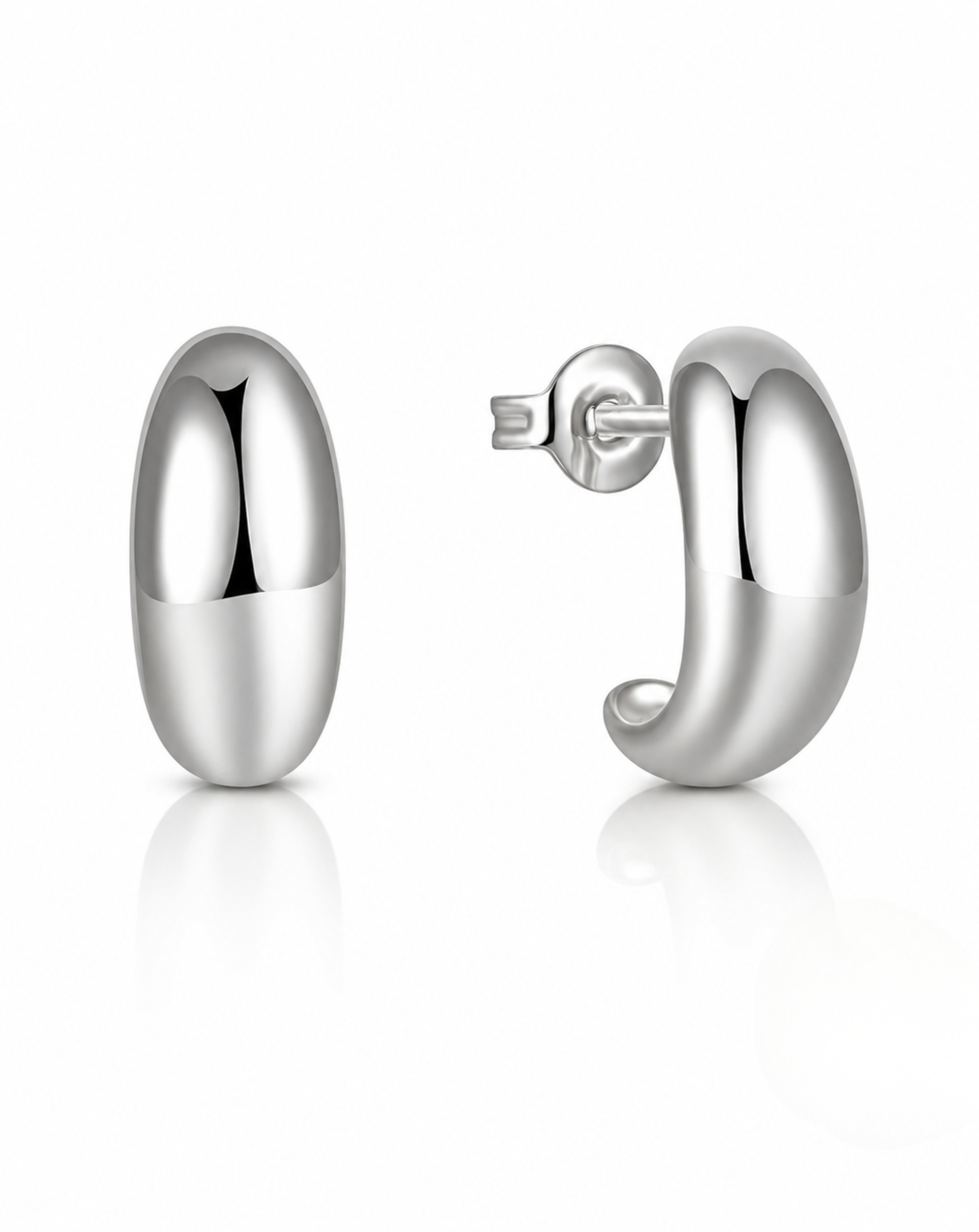 925 Sterling Silver C-Shaped Stud Earrings | Gold & Silver