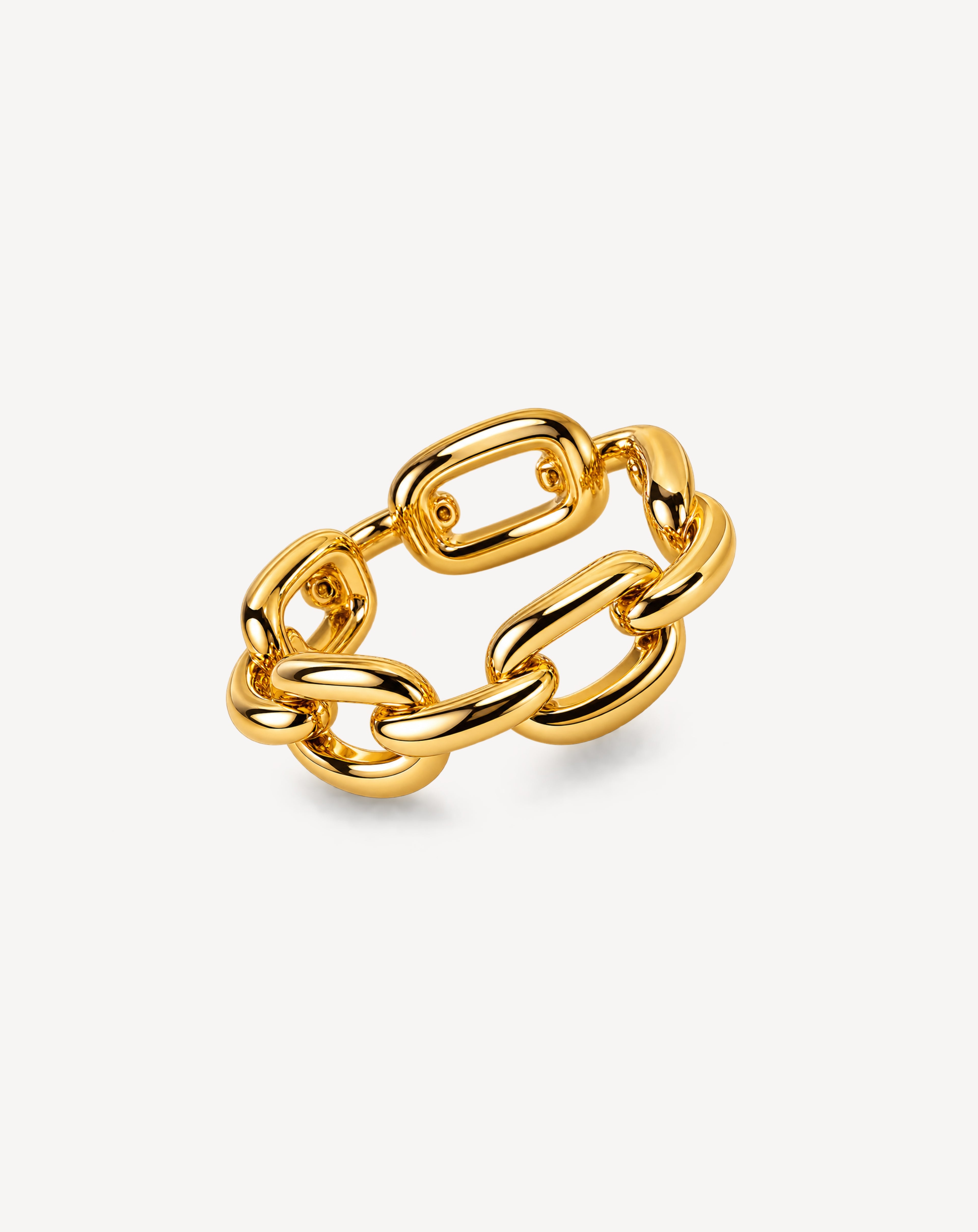 Gold Plated Titanium Steel Chain Ring for Women