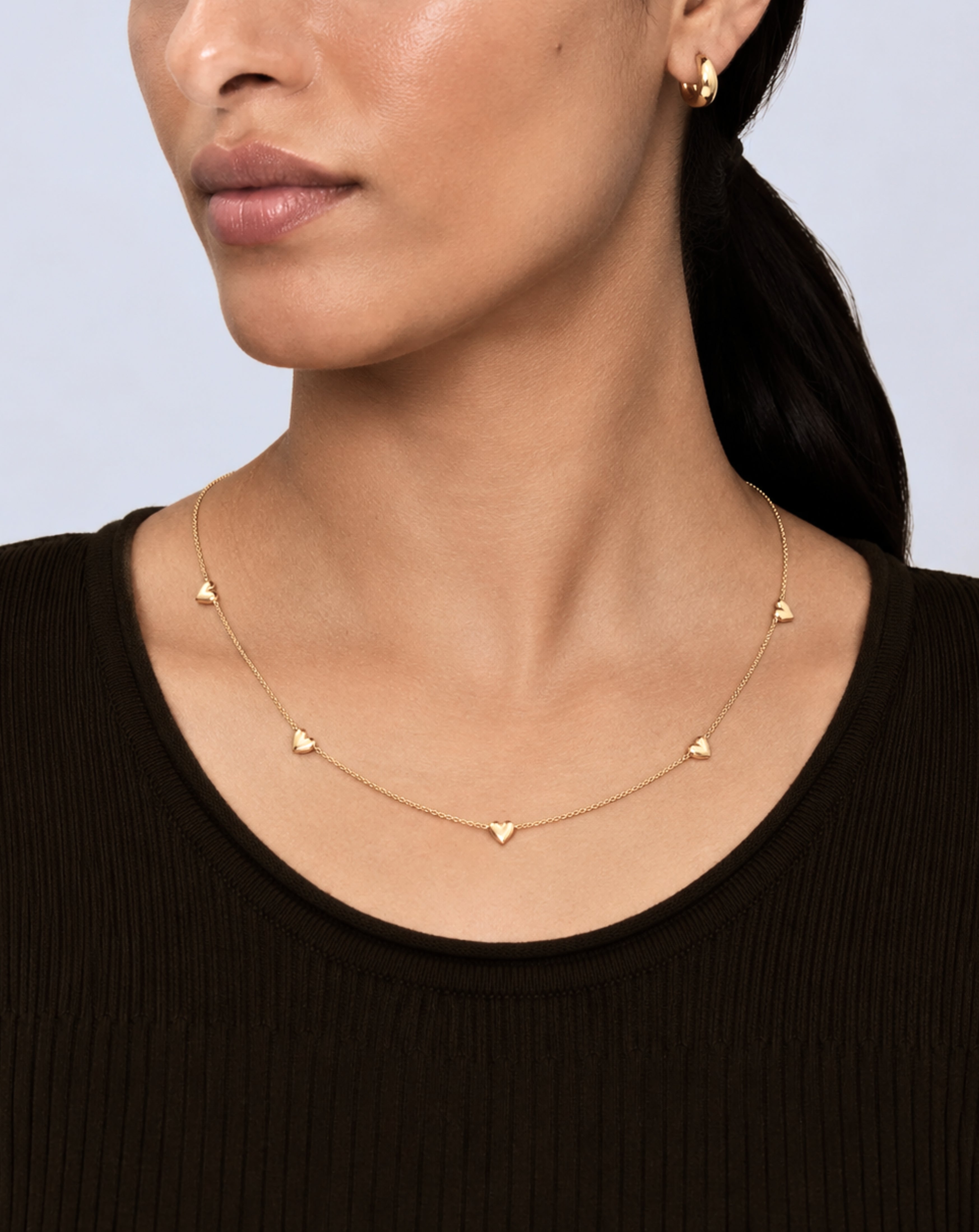 Heart Layered Choker Necklace for Women | 925 Silver
