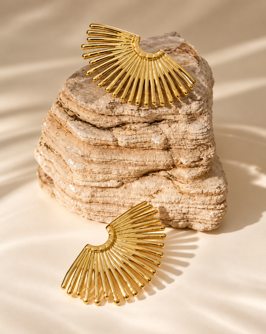 Gold Plated Radiant Fan Stud Earrings for Women - product image 3