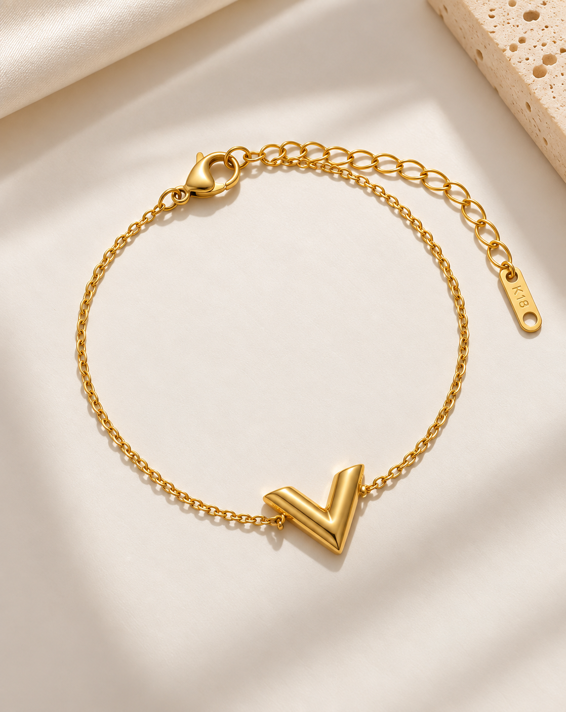 Gold Plated V-Shaped Pendant Chain Bracelet for Women - product image 4