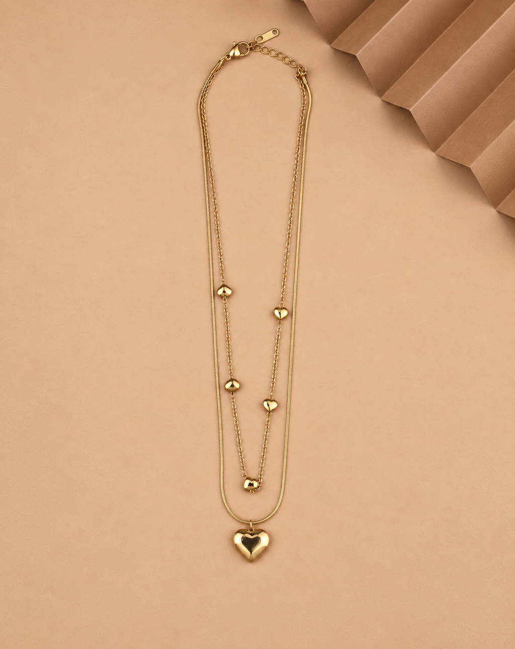 Gold Plated Double Layer Heart Chain Necklace for Women - product image 4