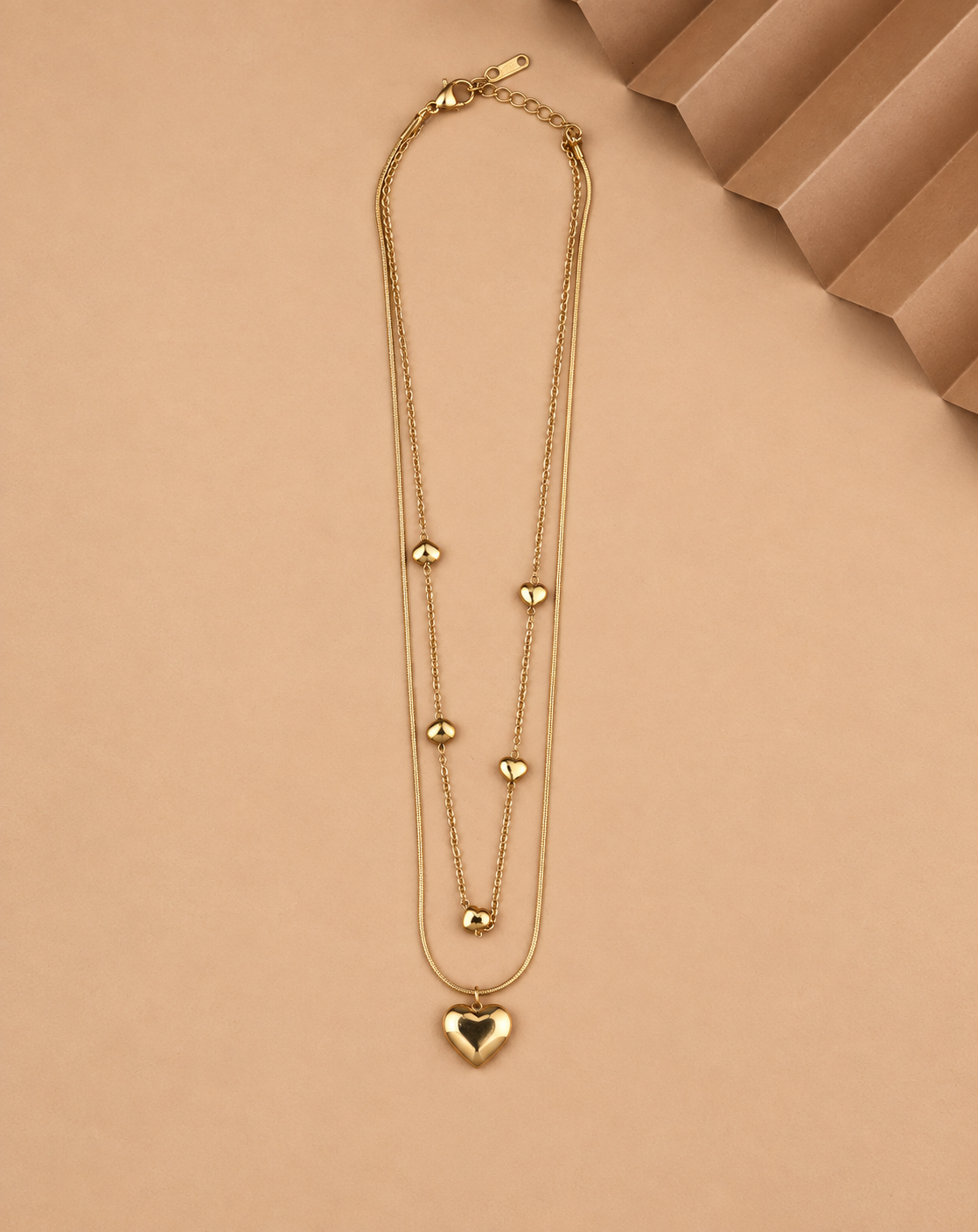 Gold Plated Double Layer Heart Chain Necklace for Women - product image 4