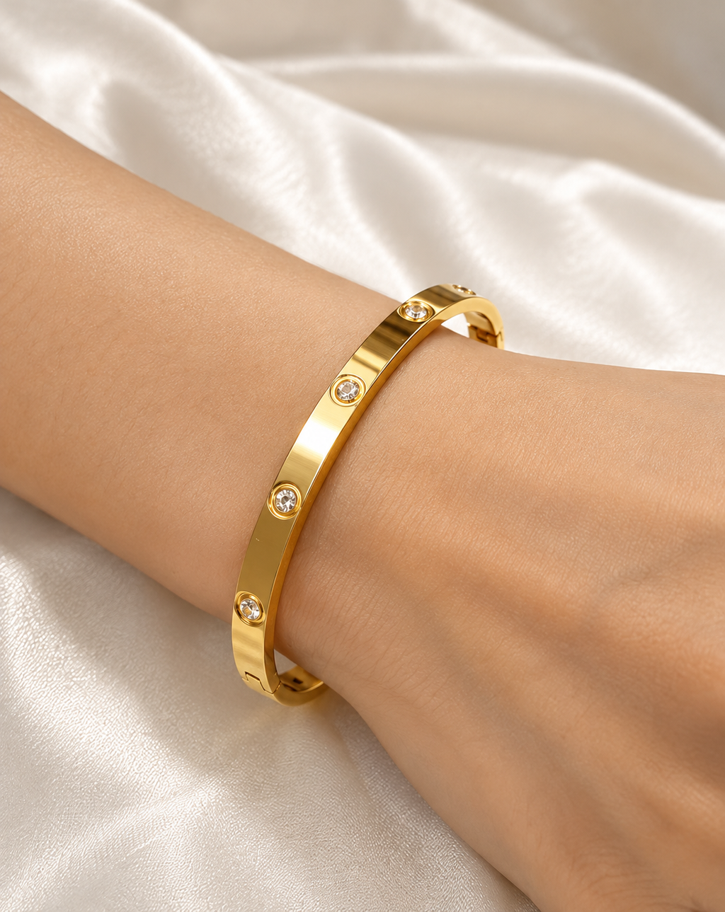 Gold Plated Crystal Studded Cuff Bangle for Women - product image 2