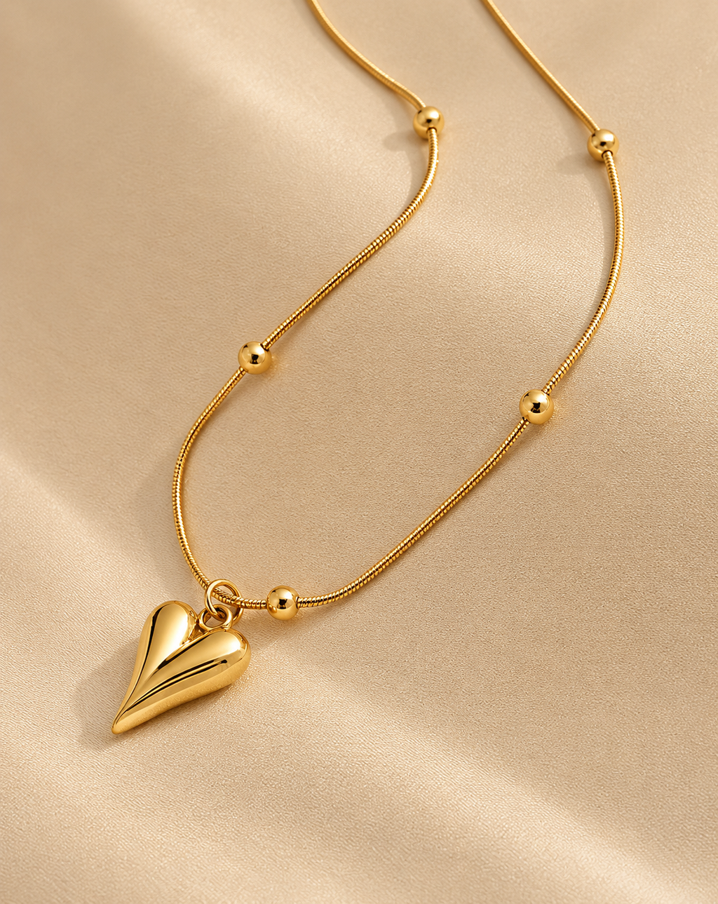 Gold Plated Beaded Heart Drop Pendant Necklace for Women - product image 4