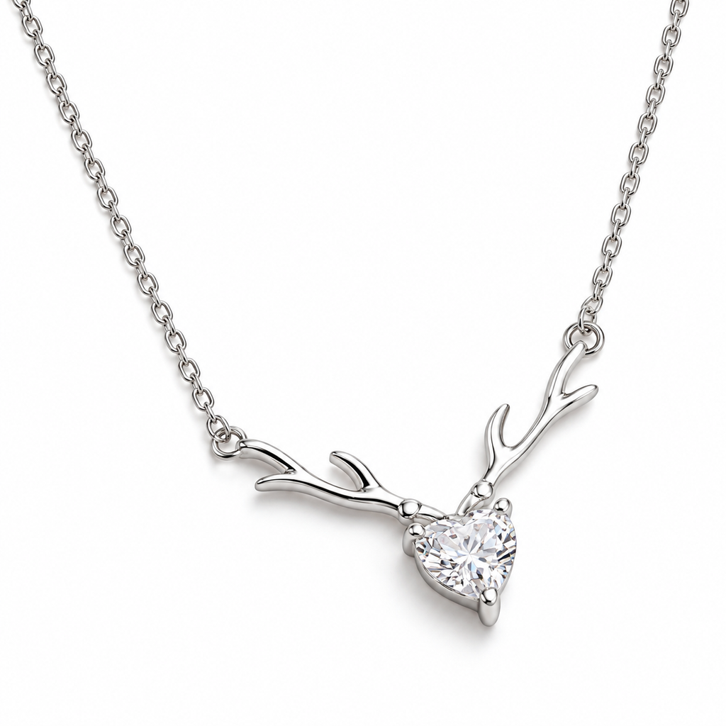 Silver Plated Crystal Heart Branch Pendant Necklace for Women - product image 4