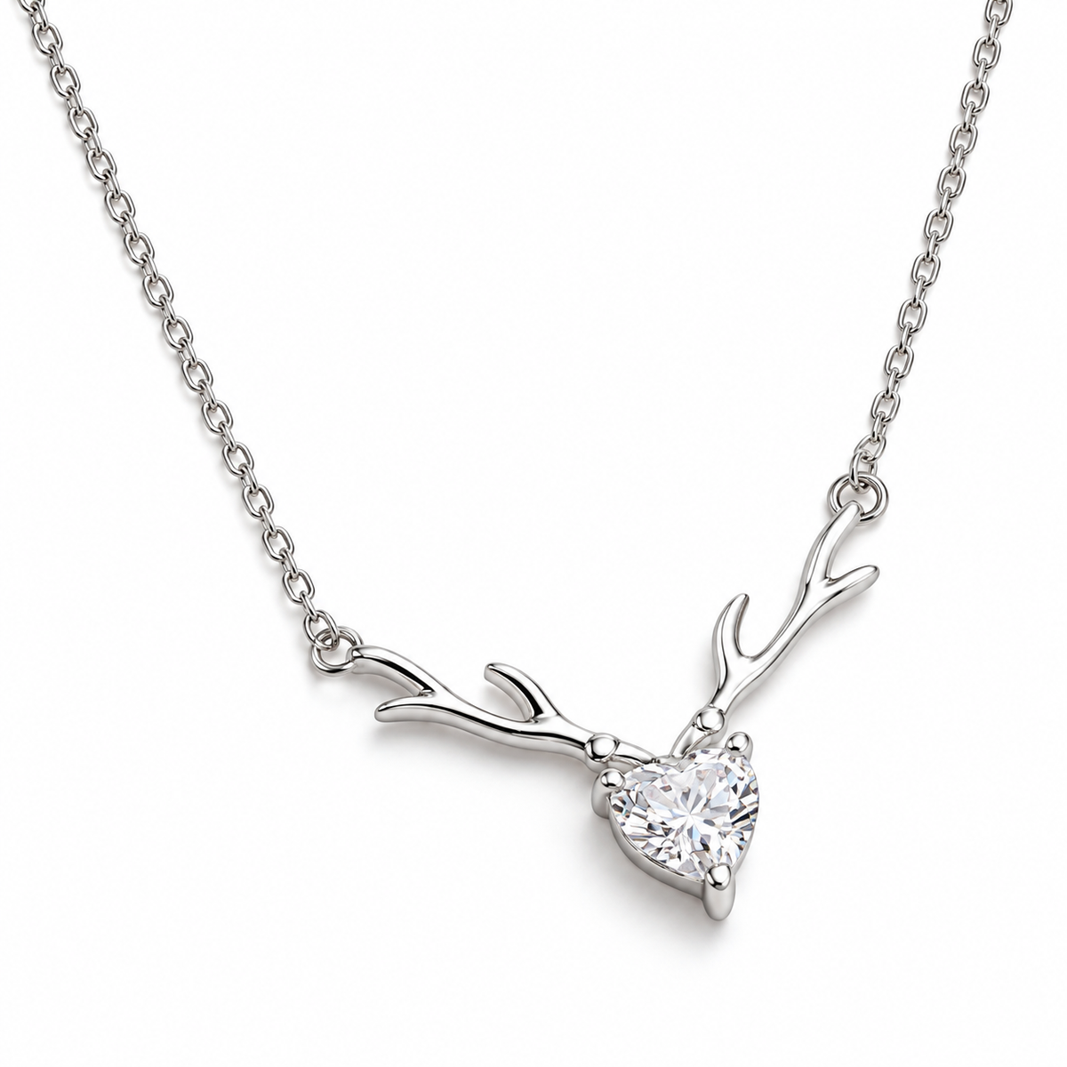 Silver Plated Crystal Heart Branch Pendant Necklace for Women - product image 4