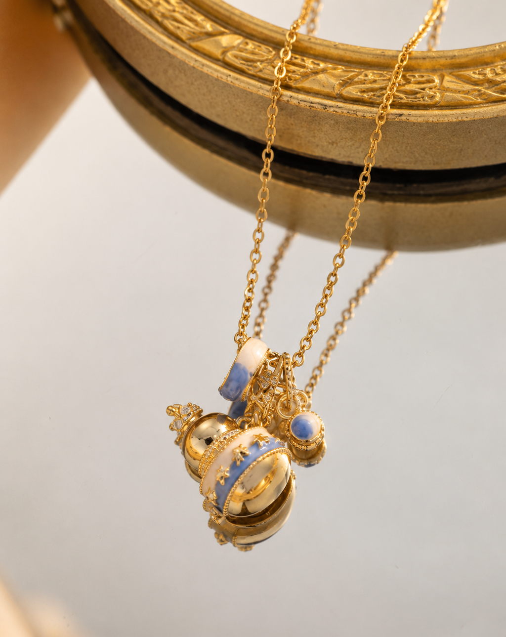 Gold Plated Blue Charm Cluster Pendant Necklace for Women - product image 3