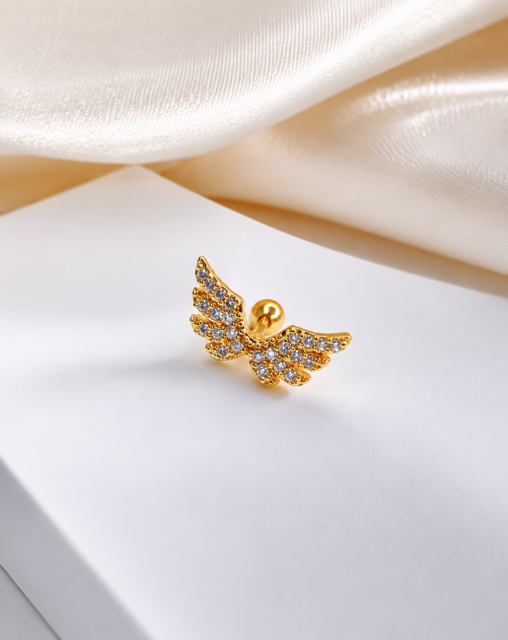 Angel Wing Zircon Single Earring | Gold Statement Ear Piece