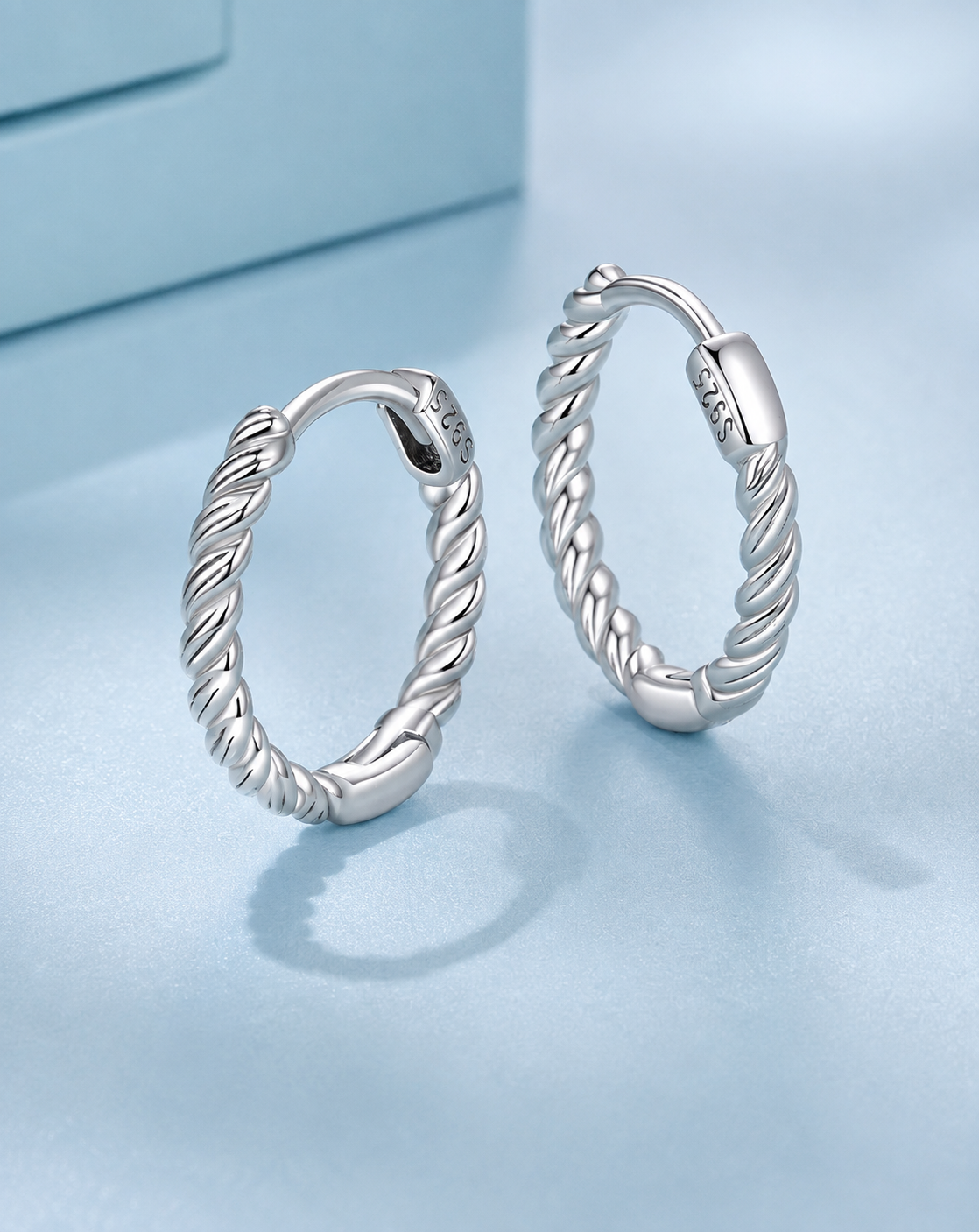 S925 Sterling Silver Twist Hoop Earrings for Women