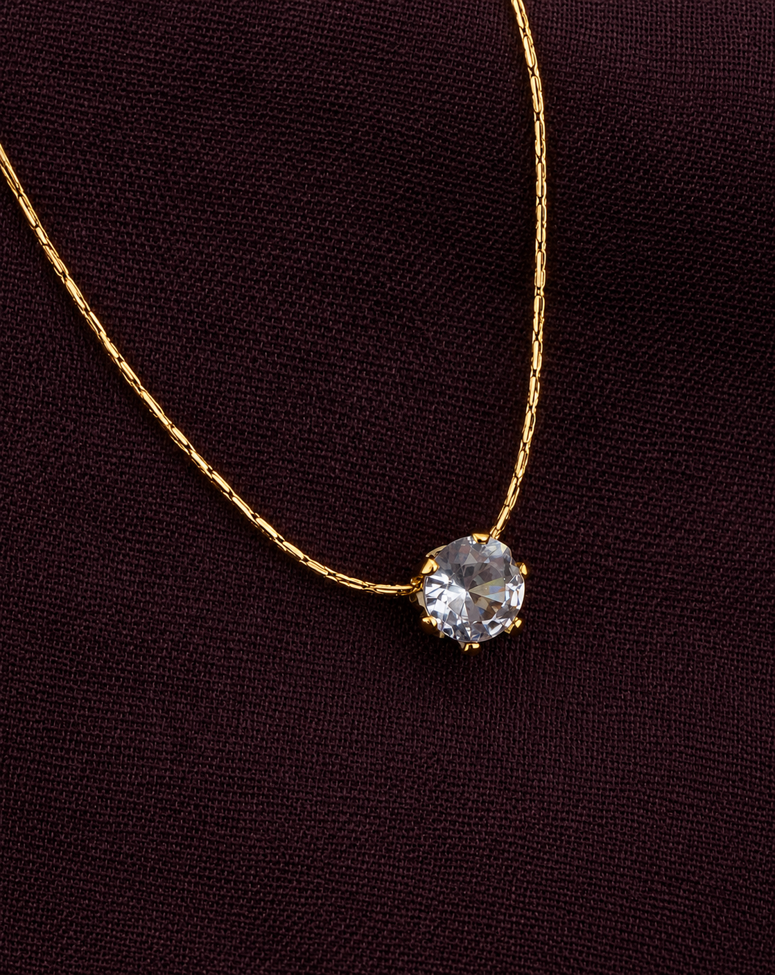 Gold Plated Round Crystal Pendant Necklace for Women - product image 3