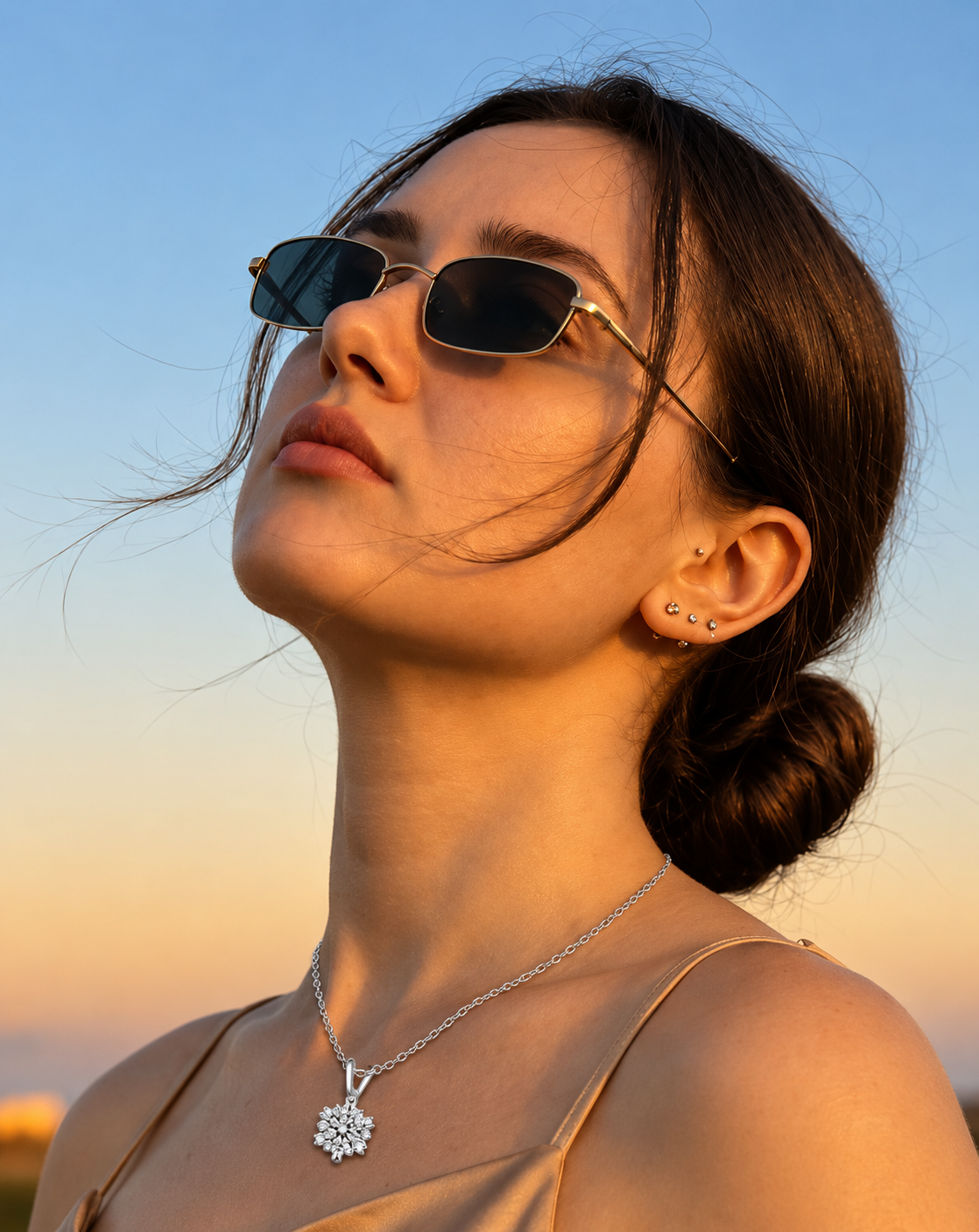Silver Plated Crystal Starburst Pendant Necklace for Women - product image 2