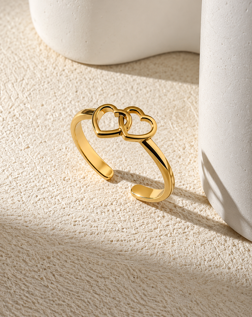 Gold Plated Double Heart Open Ring for Women - product image 3