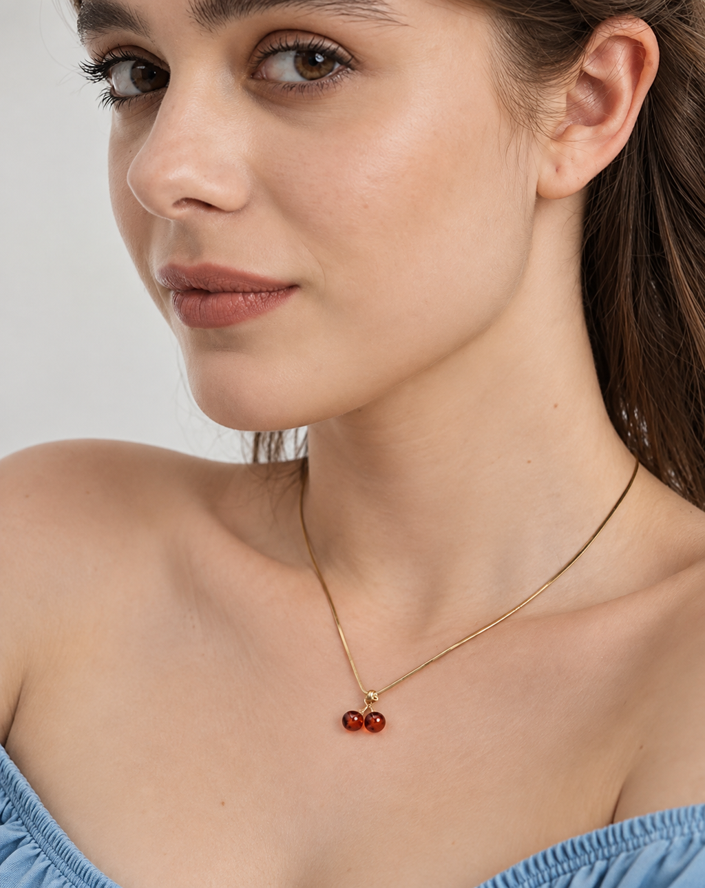 Gold Plated Cherry Pendant Necklace for Women - product image 4