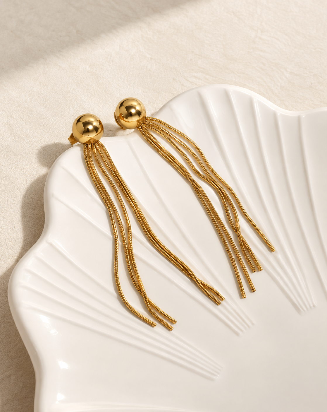 Gold Plated Long Chain Drop Earrings for Women - product image 4