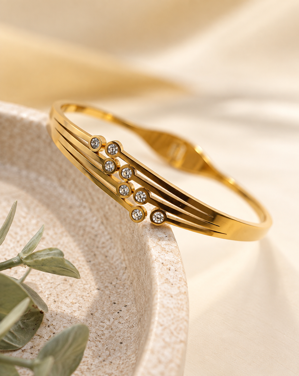 Gold Plated Crystal Sweep Bangle Bracelet for Women - product image 3