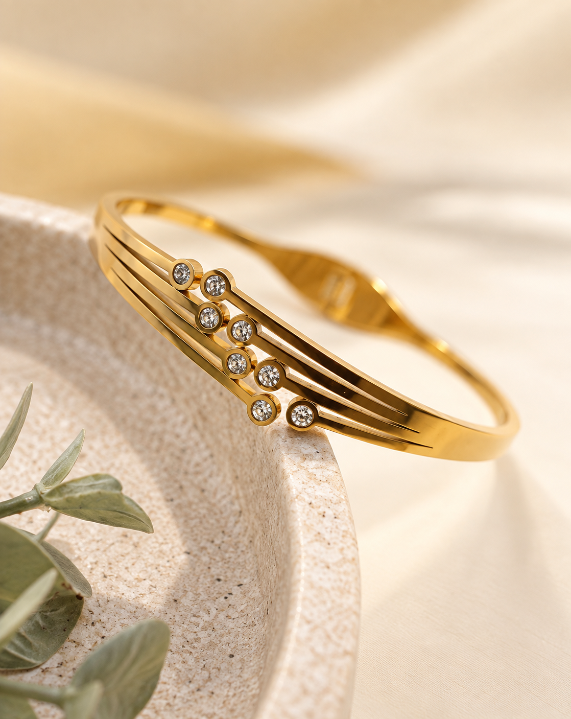 Gold Plated Crystal Sweep Bangle Bracelet for Women - product image 3