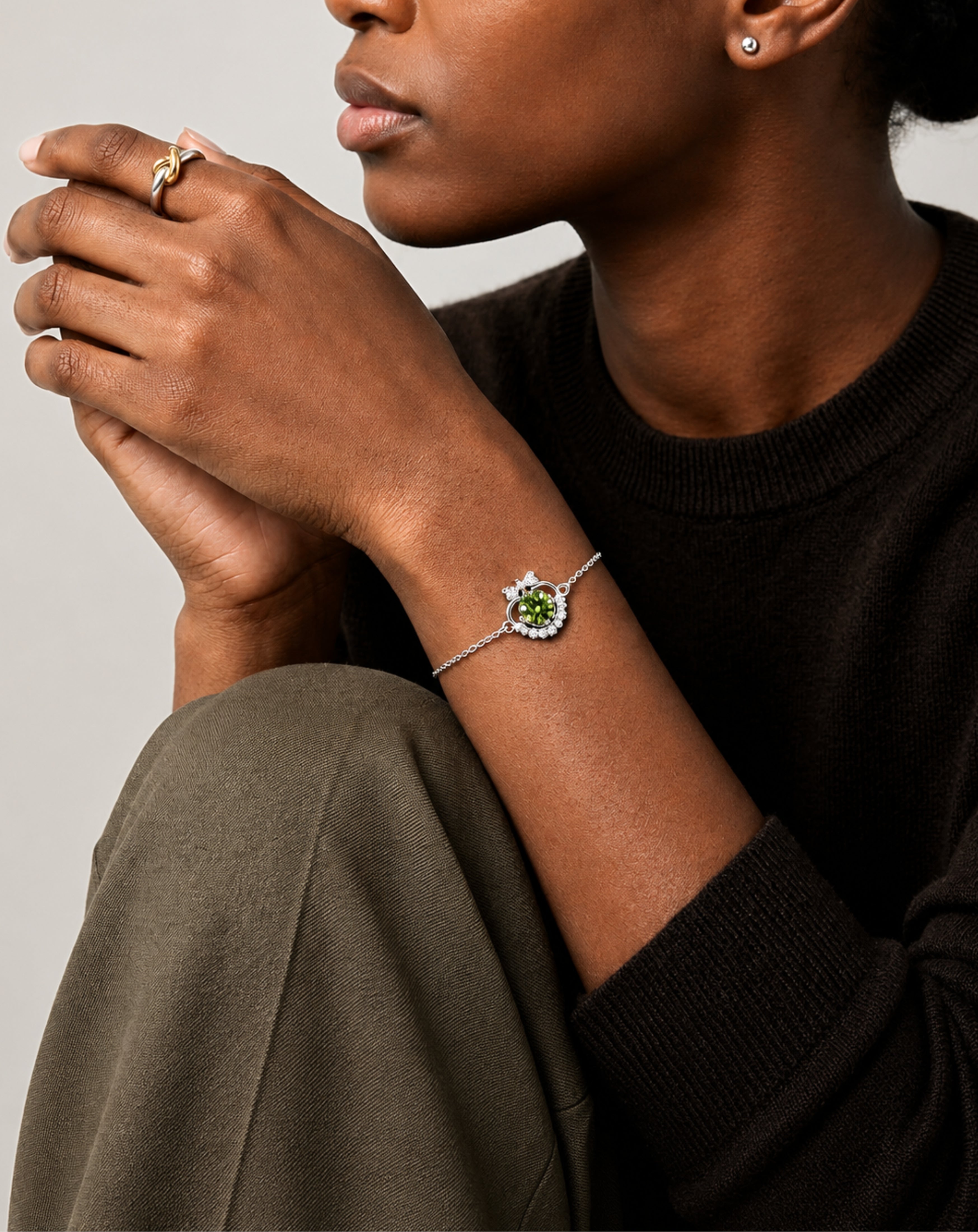 Green Moissanite Heart Bracelet | 925 Silver