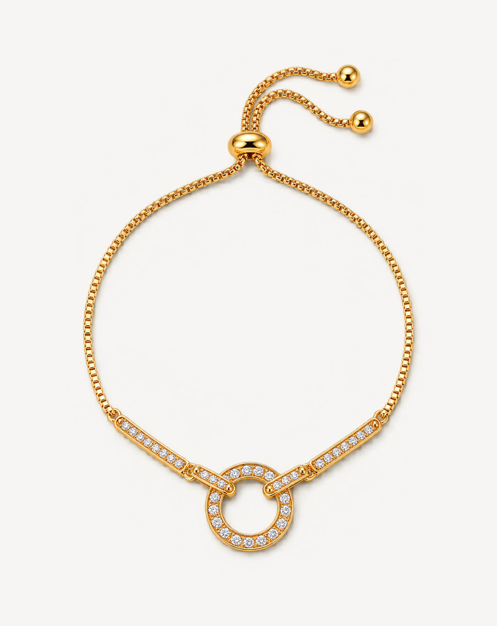 Gold Adjustable Zircon Crystal Bracelet for Women