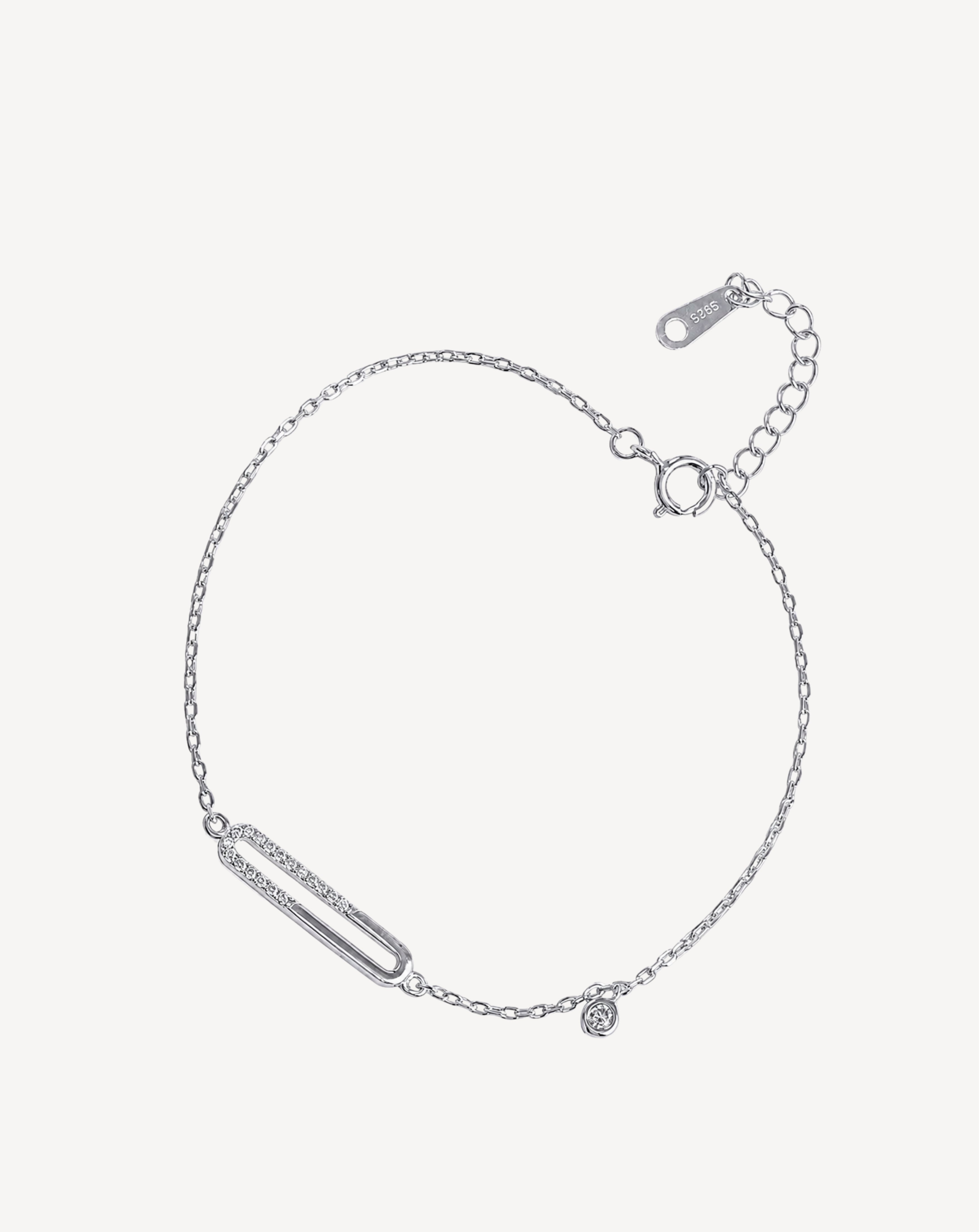 925 Silver Geometric Oval Bar Bracelet | Minimalist