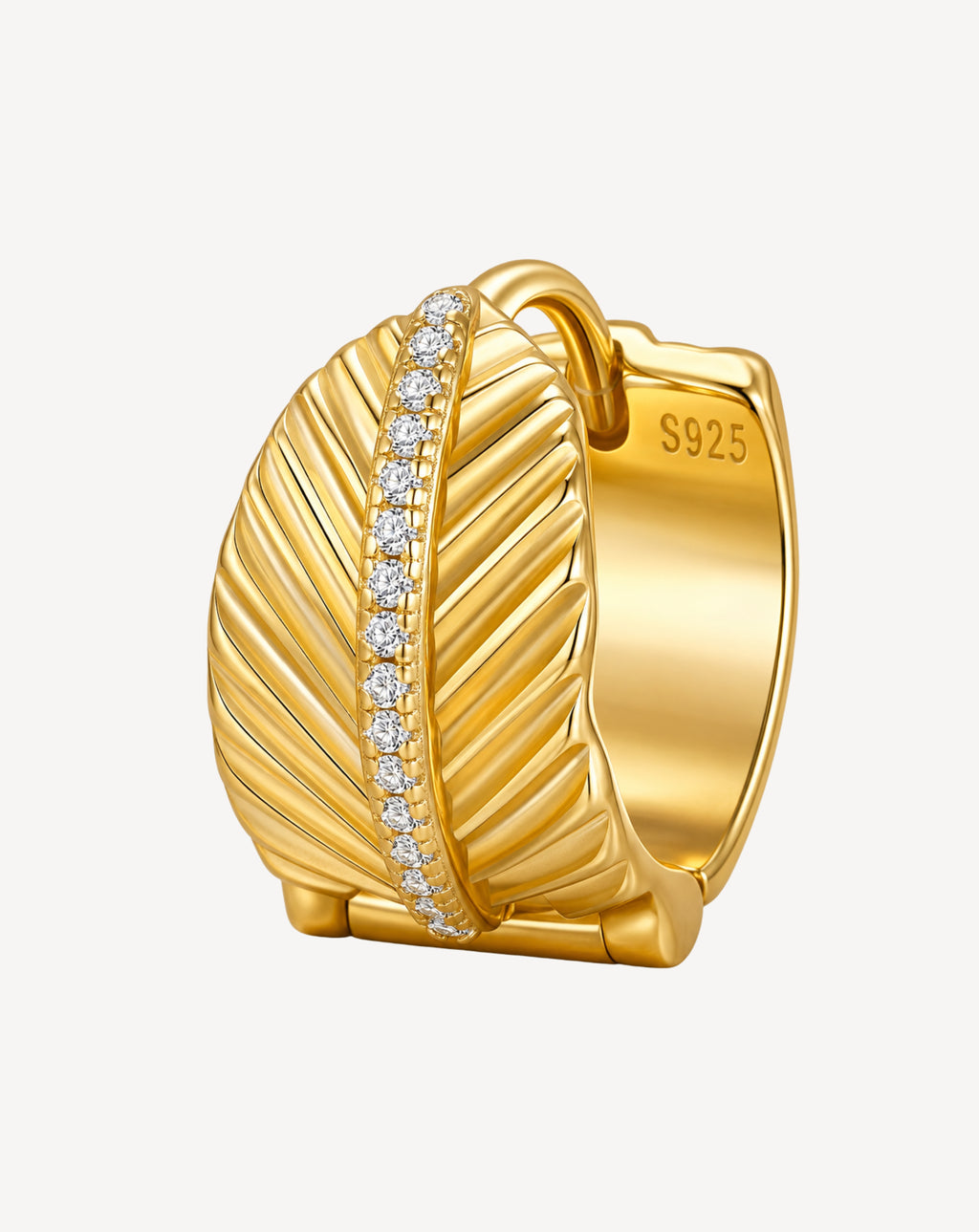 Moissanite Leaf Stud Earrings | Gold-Plated S925 Silver