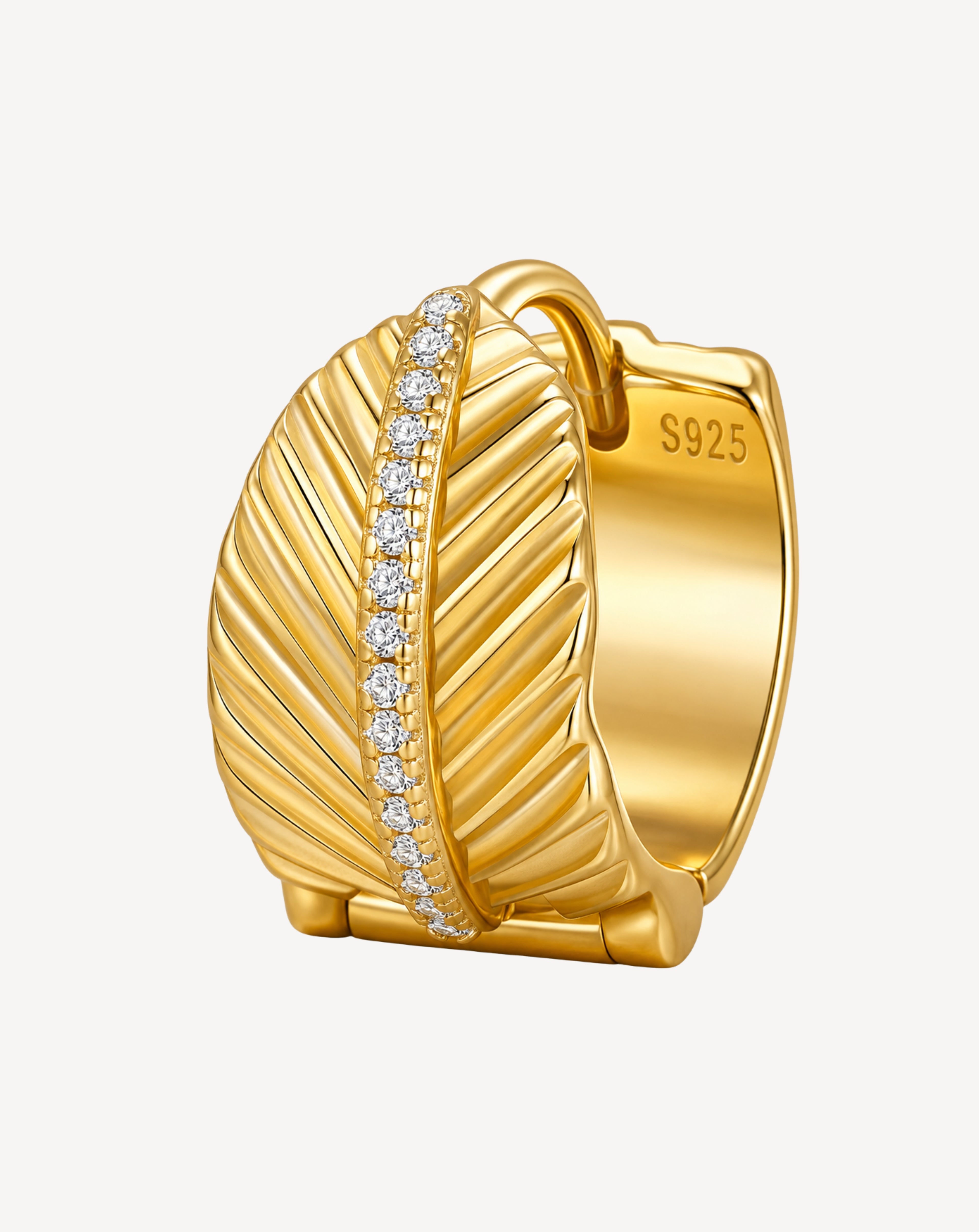 Moissanite Leaf Stud Earrings | Gold-Plated S925 Silver