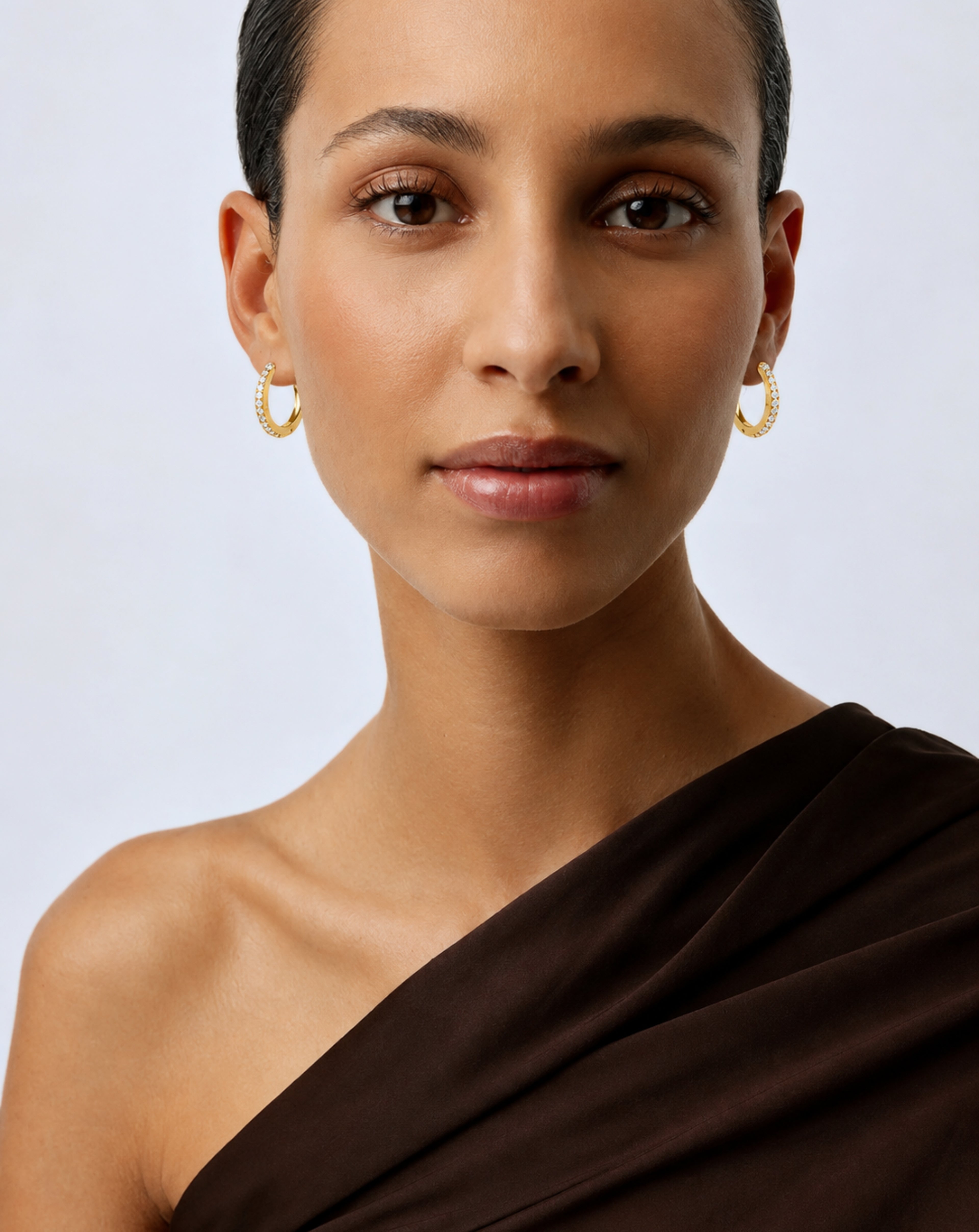 Moissanite Pavé Hoop Earrings | Gold-Plated S925 Silver