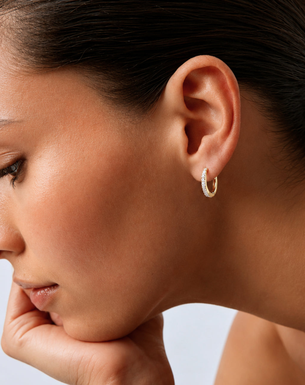 Moissanite Pavé Hoop Earrings | Gold-Plated S925 Silver
