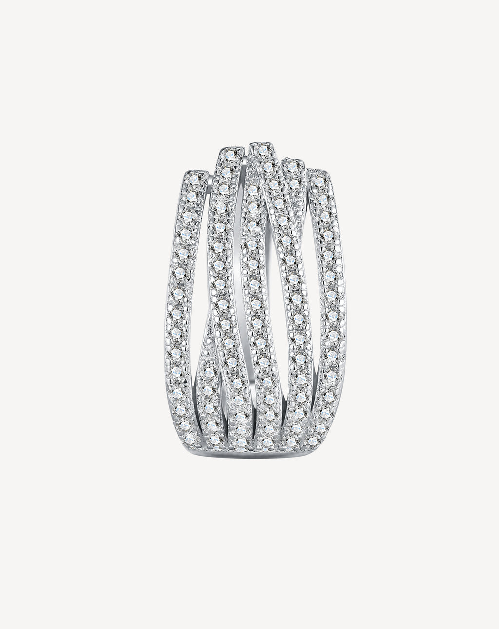 Moissanite Pavé Hoop Earrings | Platinum-Plated S925 Silver