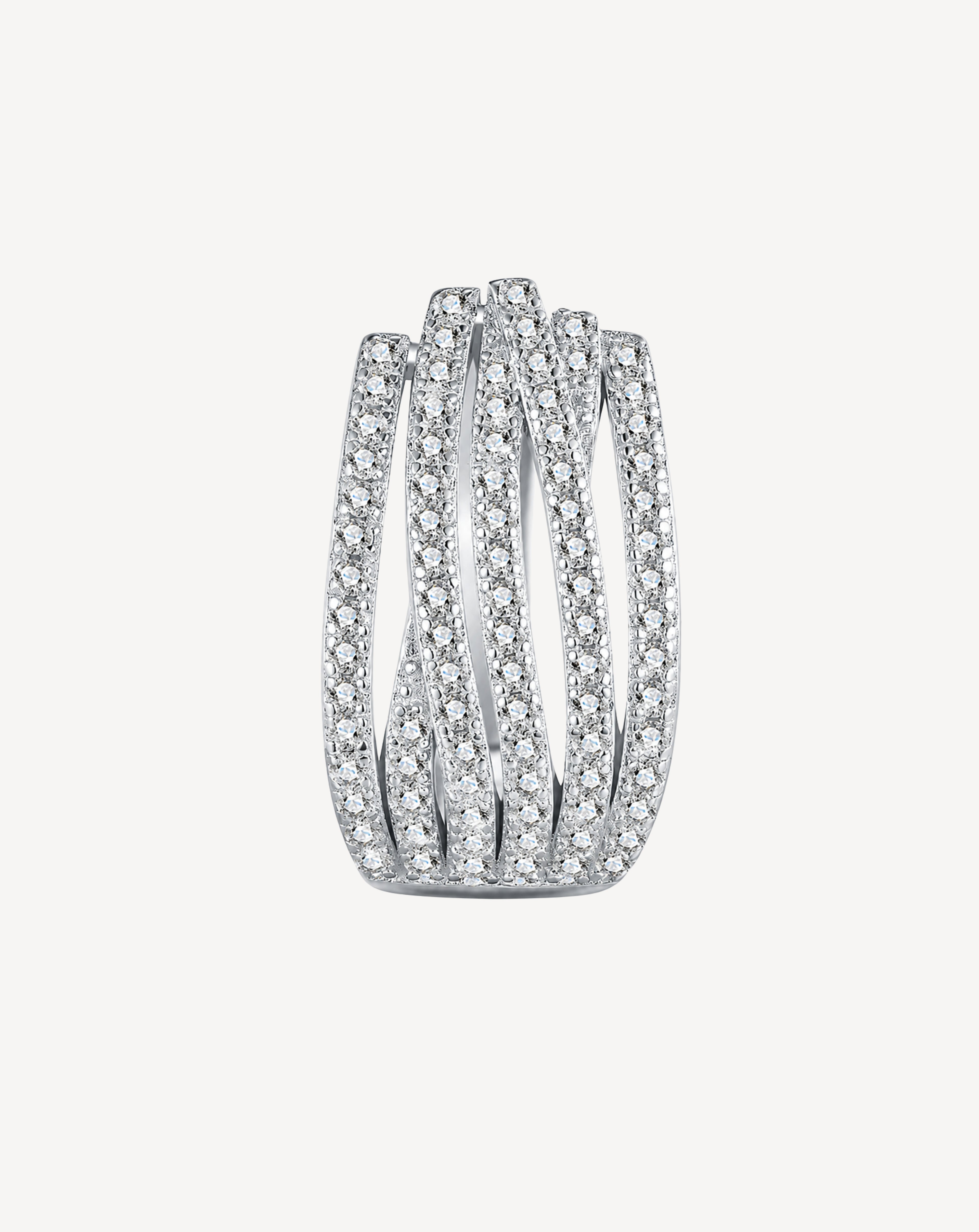 Moissanite Pavé Hoop Earrings | Platinum-Plated S925 Silver