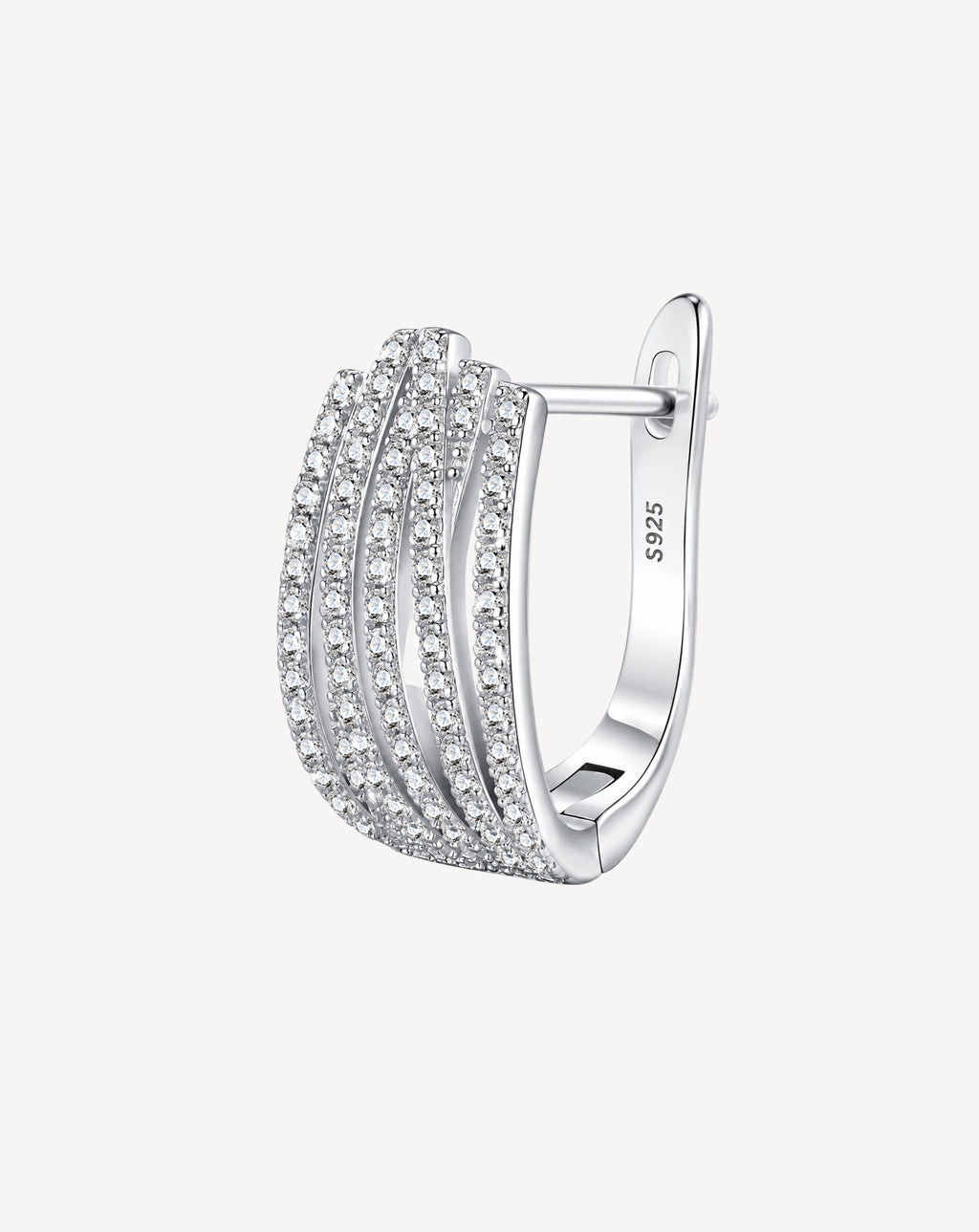 Moissanite Pavé Hoop Earrings | Platinum-Plated S925 Silver