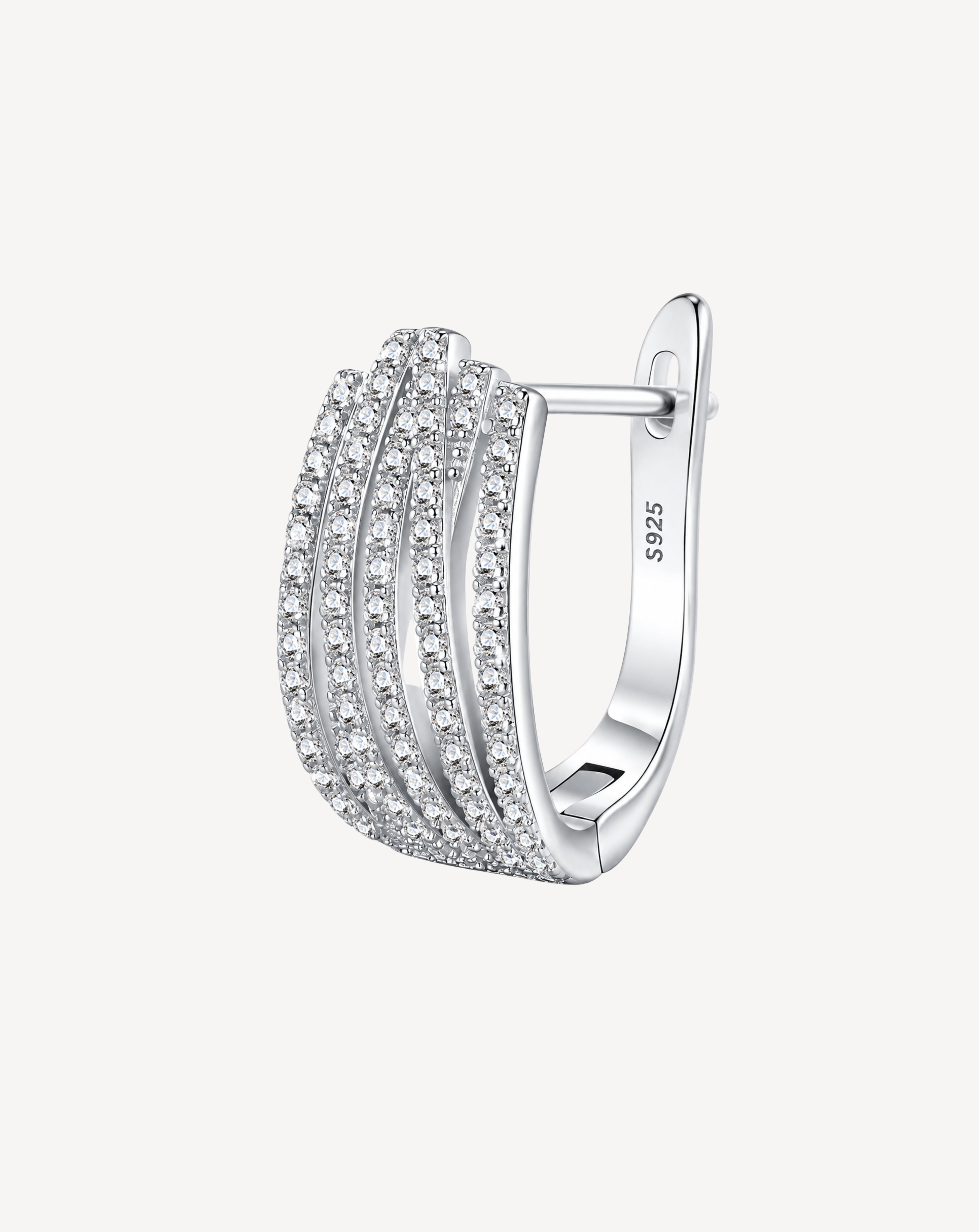 Moissanite Pavé Hoop Earrings | Platinum-Plated S925 Silver