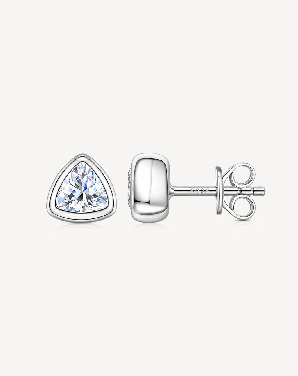 Moissanite Triangle Stud Earrings | Platinum-Plated S925 Silver