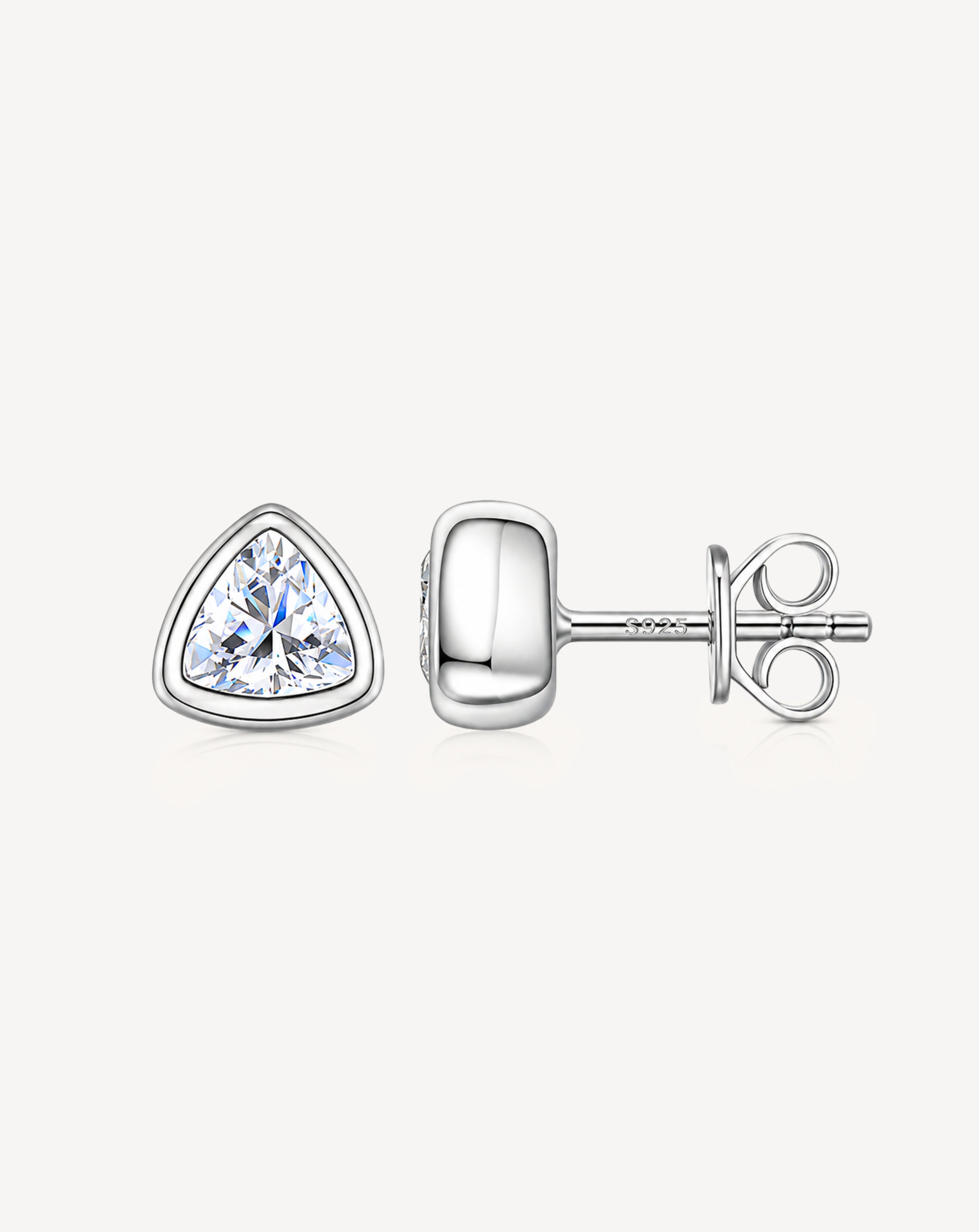 Moissanite Triangle Stud Earrings | Platinum-Plated S925 Silver