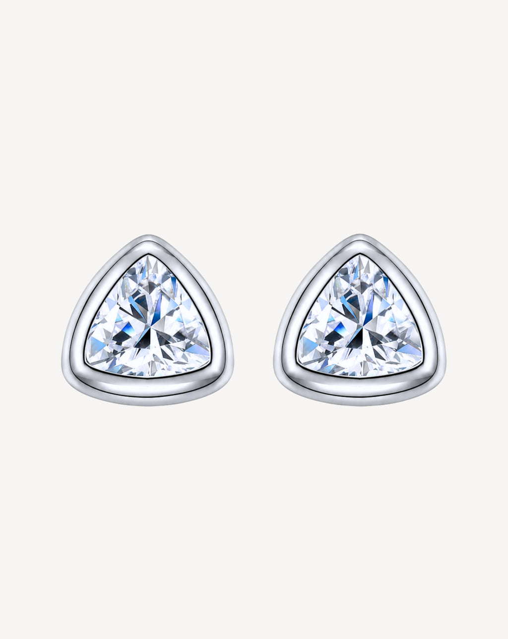 Moissanite Triangle Stud Earrings | Platinum-Plated S925 Silver