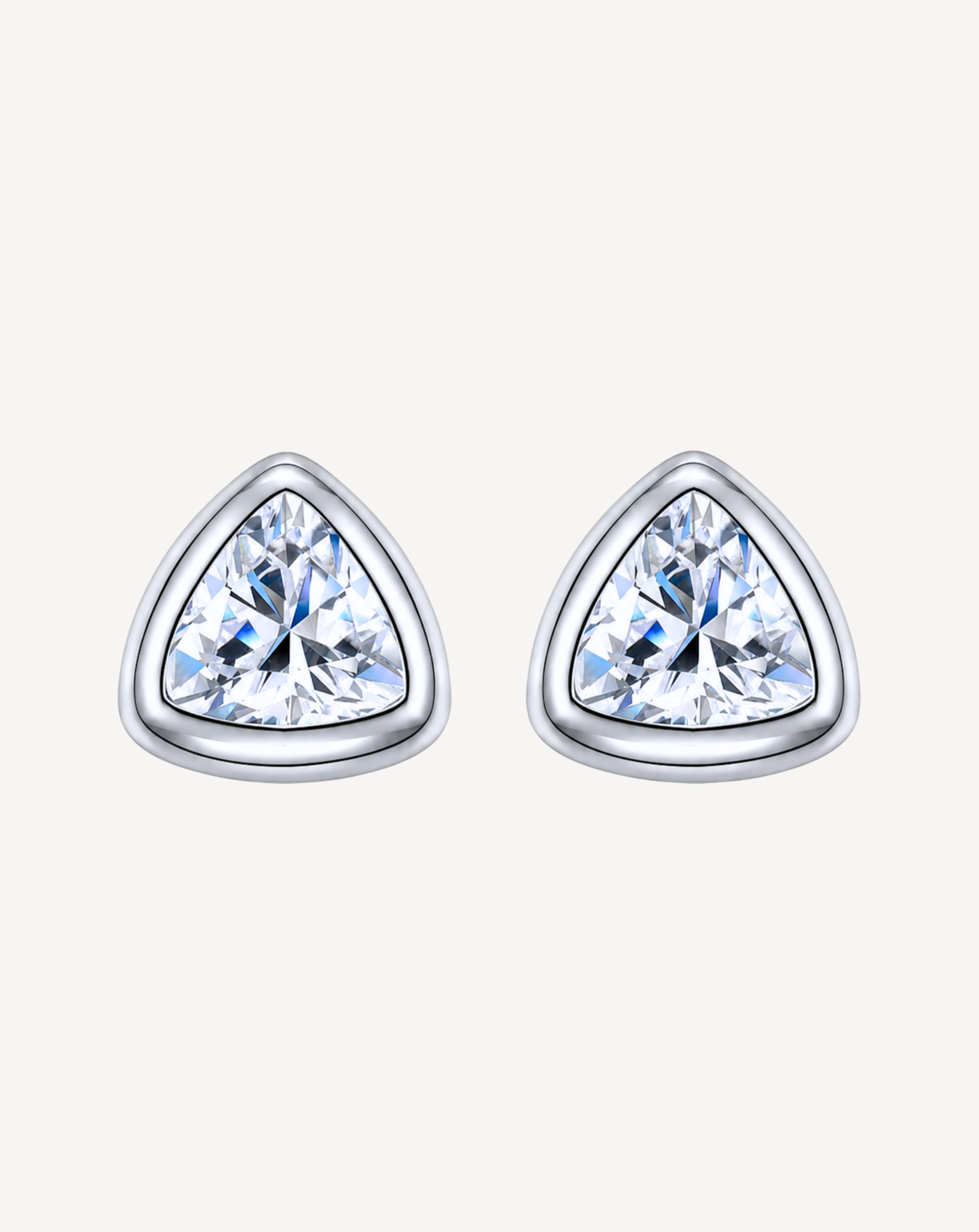 Moissanite Triangle Stud Earrings | Platinum-Plated S925 Silver
