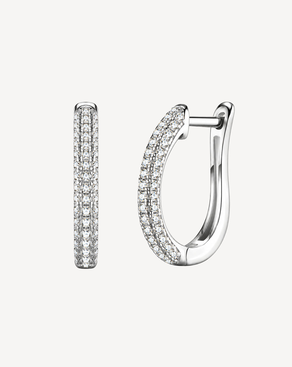Moissanite Pavé Oval Hoop Earrings | Platinum-Plated S925 Silver