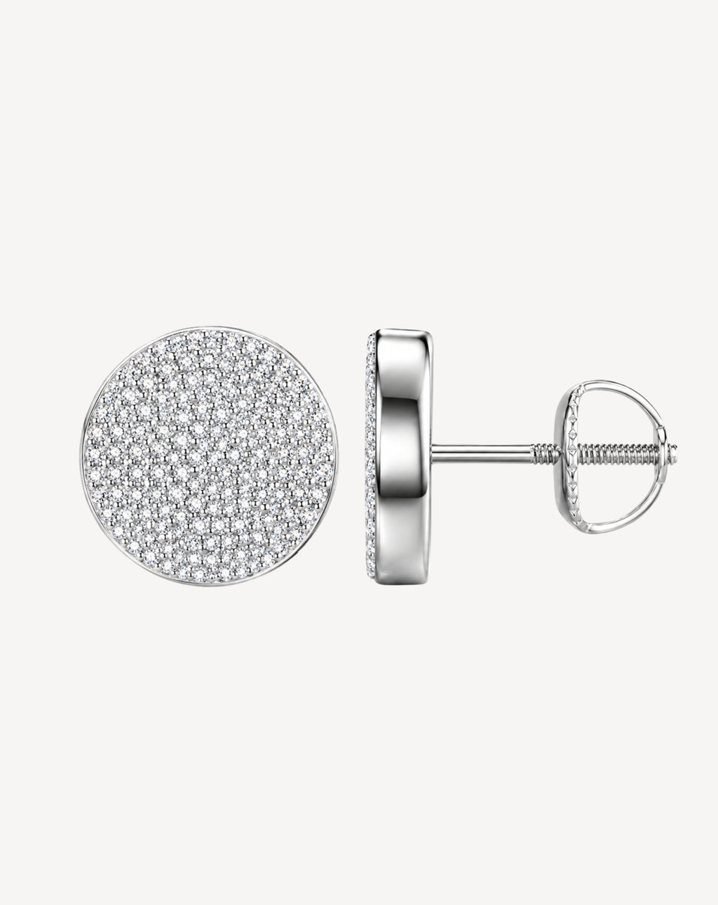 Moissanite Round Pavé Stud Earrings | Platinum-Plated S925 Silver