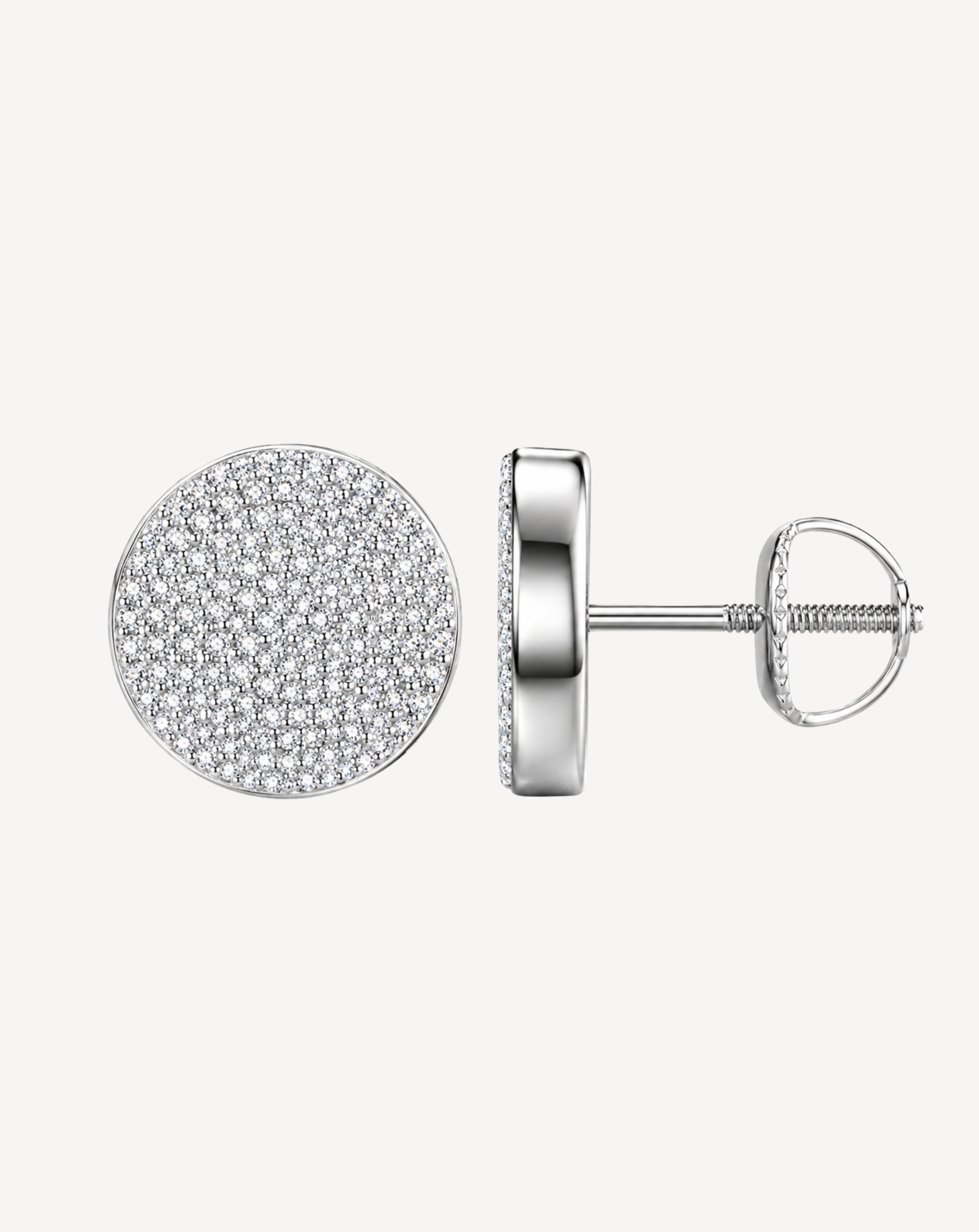 Moissanite Round Pavé Stud Earrings | Platinum-Plated S925 Silver