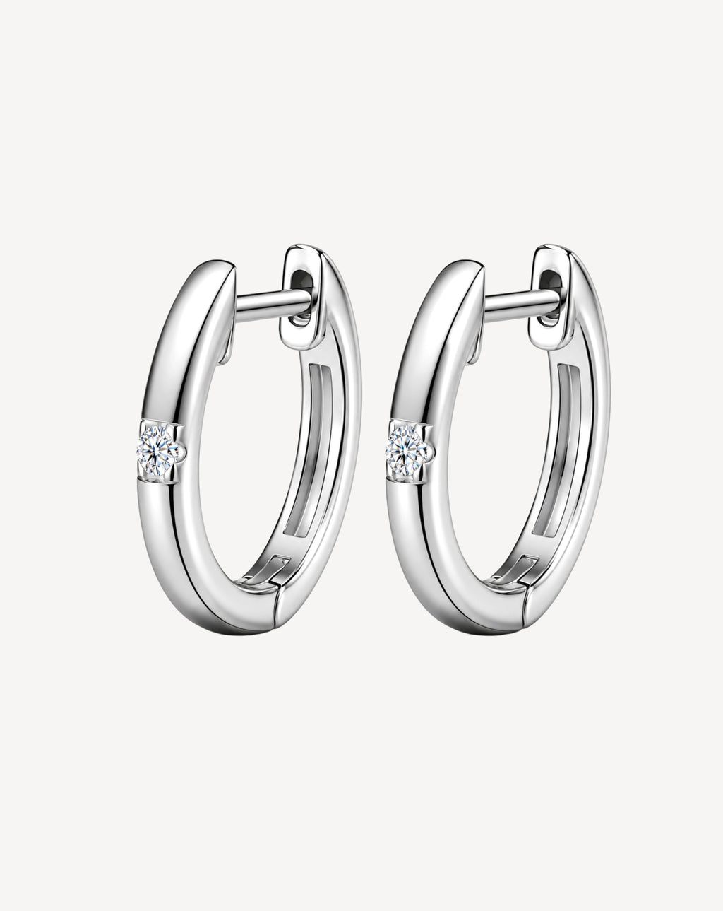 Moissanite Slim Hoop Earrings | Platinum-Plated S925 Silver