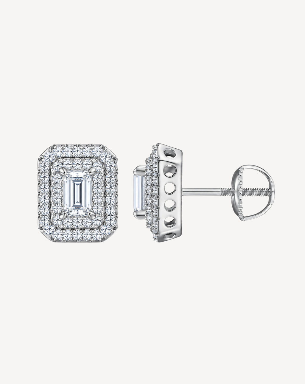 Moissanite Octagonal Stud Earrings | Platinum-Plated S925 Silver