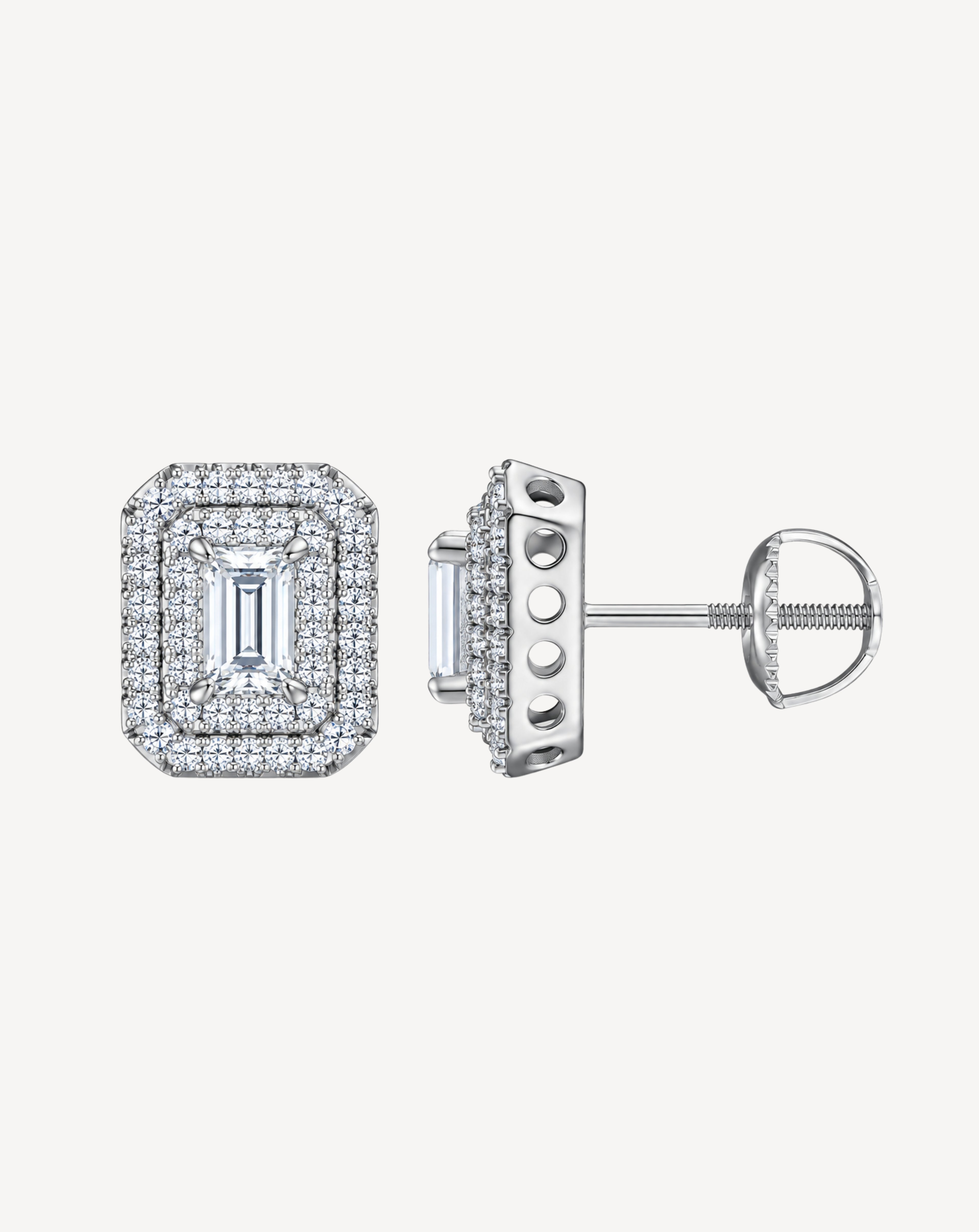Moissanite Octagonal Stud Earrings | Platinum-Plated S925 Silver