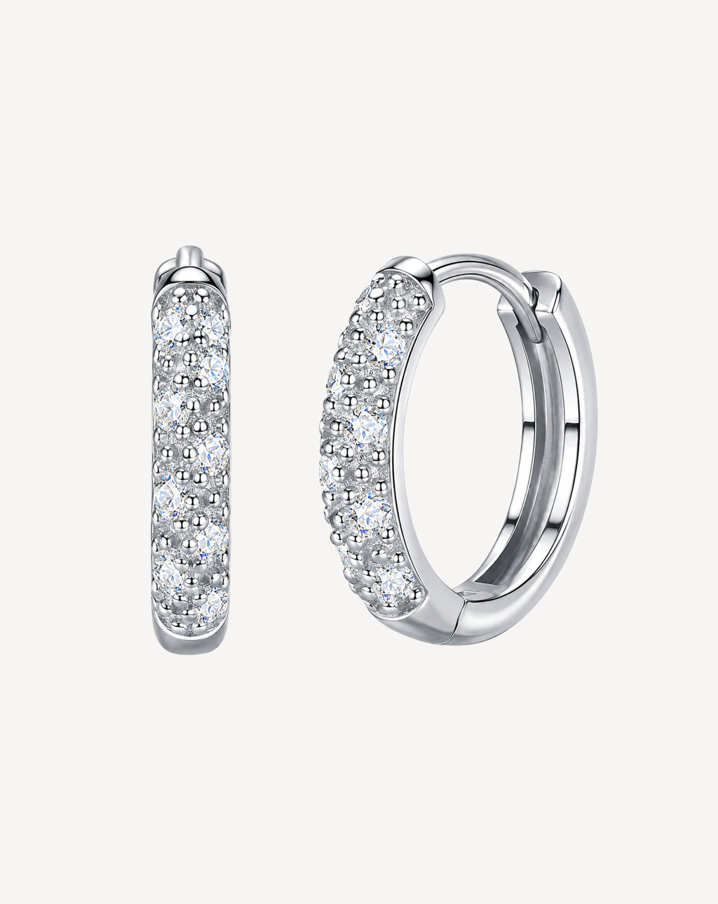 Moissanite Pavé Hoop Earrings | Platinum-Plated S925 Silver