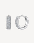 Moissanite Rectangular Pavé Hoop Earrings | Platinum-Plated S925 Silver