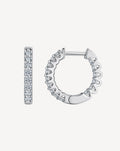 Moissanite Pavé Bar Hoop Earrings | Platinum-Plated S925 Silver
