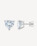Moissanite Heart Stud Earrings | Platinum-Plated S925 Silver