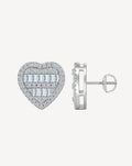 Moissanite Heart Stud Earrings | Platinum-Plated S925 Silver