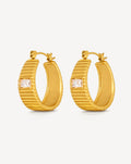 Striped Zircon Hoop Earrings for Women | Titanium Steel