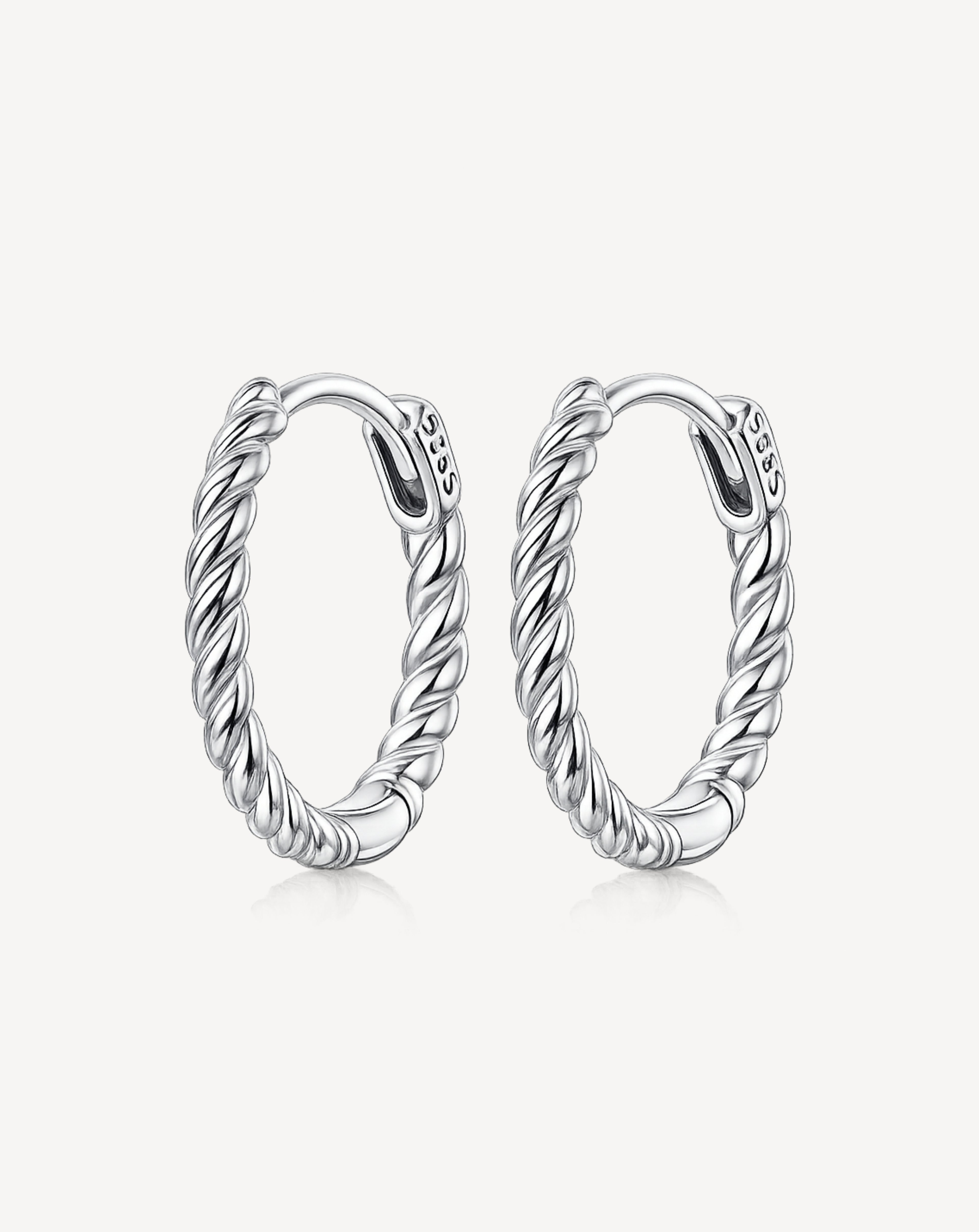 S925 Sterling Silver Twist Hoop Earrings for Women